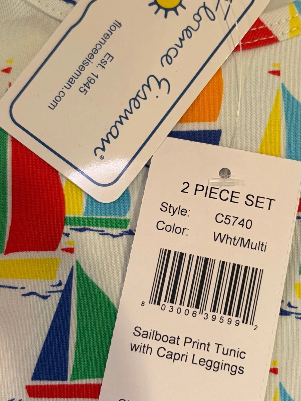 Florence Eismann sailboat print Tunic & Capri Leggings Set sz 4T NWT